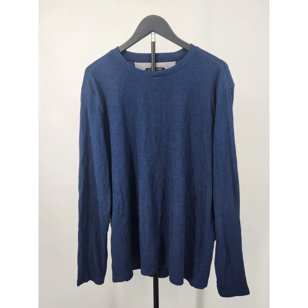 Banana Republic Mens XL Blue Long Sleeve Crew Neck Cotton Blend Knit Shirt